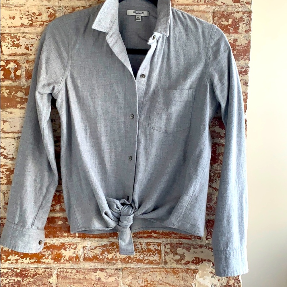 Madewell Crop/tie flannel